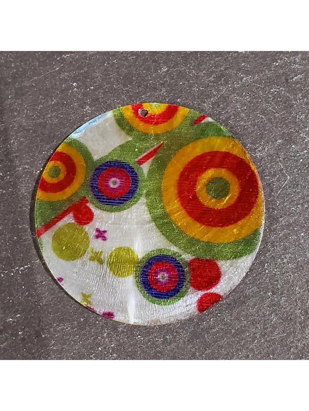 Retro Hippy Circles 50mm Capiz Shell Pendant Focal Bead